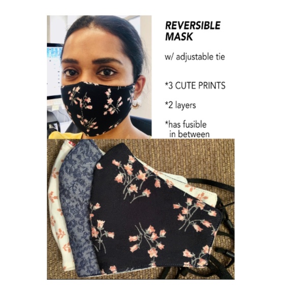 3 REVERSIBLE PRINT MASKS w/ adjustable tie - Picture 1 of 1